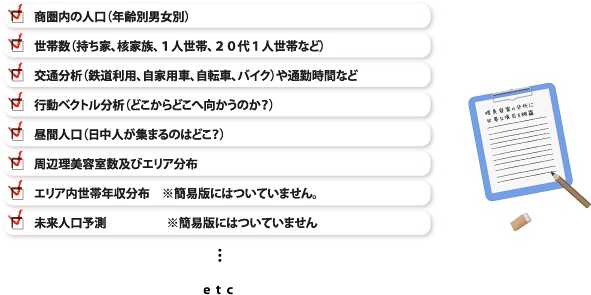 理美容室の分析に必要な項目を網羅